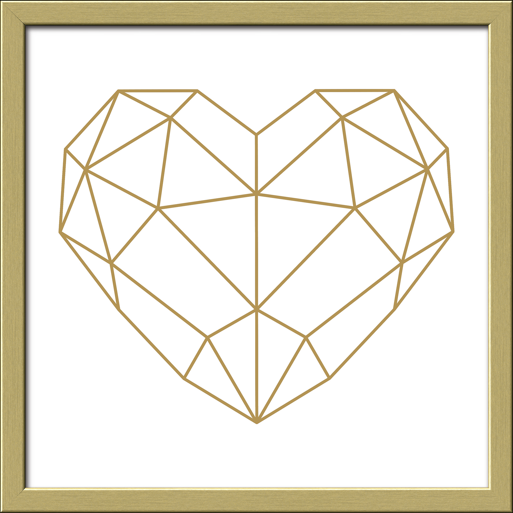 ProArt Framed-Art Slim Scandic 33x33cm Golden Polygon Heart
