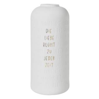 Vase DIE LIEBE BLÜHT ZU JEDER ZEIT in Die Liebe blüht zu jeder Zeit, Keramikvase, Weiß, Groß, glatte Oberfläche, Textur Muster