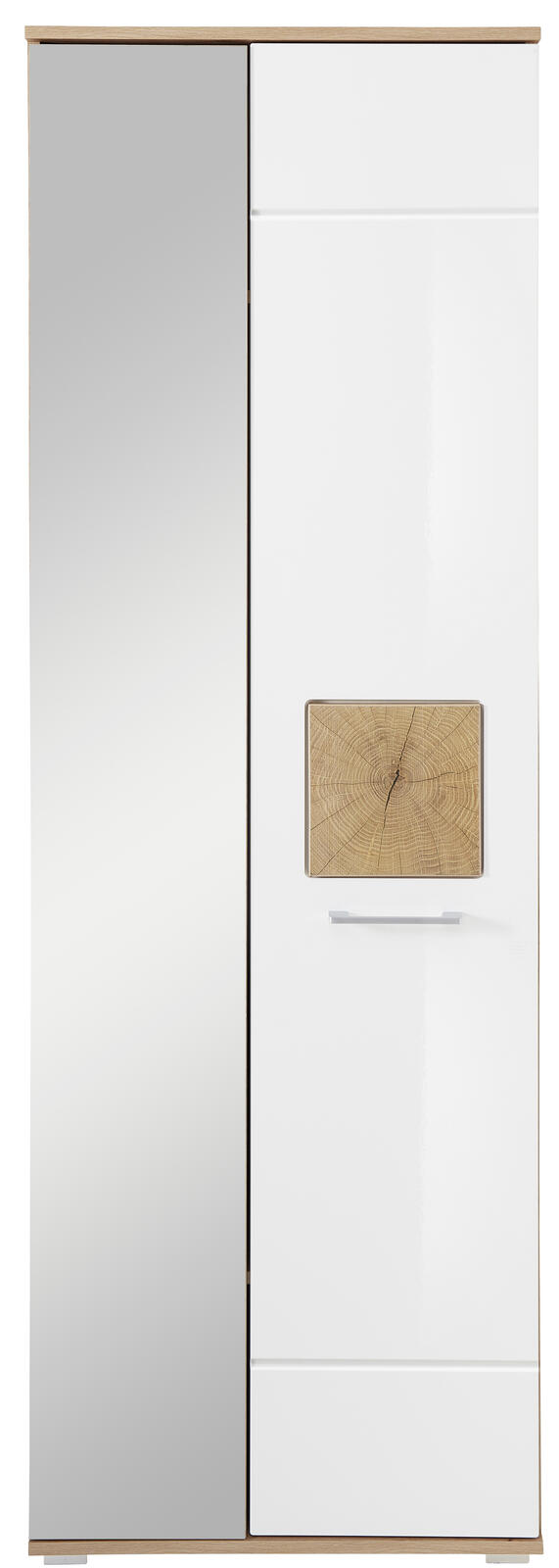 Garderobenschrank FUN B/H/T ca. 65/195/38 cm in Weiß Innostyle Garderobenschrank Fun in weiß Hochglanz MDF/Absatz Hirnholz