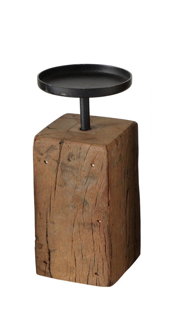 Boltze Kerzenleuchter Solea ca. 17,5cm in Farbe Eisenbahnschwellenholz natur