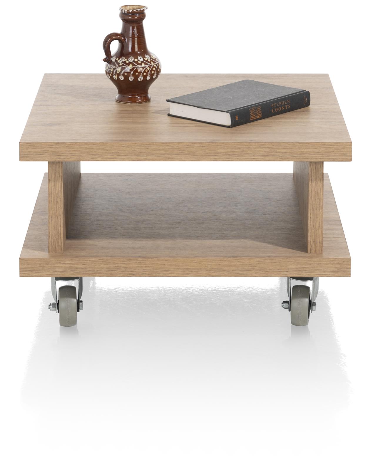 Henders & Hazel Beistelltisch DELMONTE ca. B60 H35 T60 cm in Primo Laminato oak Henders & Hazel Beistelltisch DELMONTE ca. B60 H35 T60 cm in Primo Laminato oak, Beistelltisch, Holz, Rollen, offenes Regal, Kaffeetisch