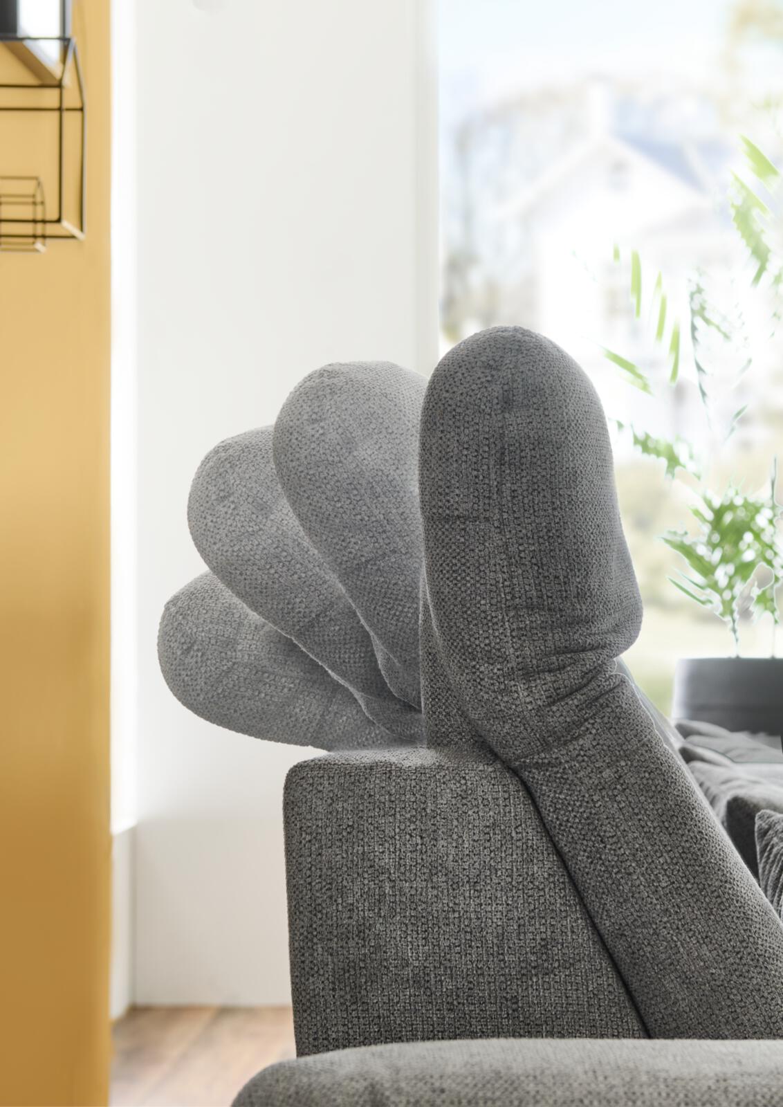 Polsterecke Delphino ca. 273x189 in Stoff Corto grau, Socken, Kuschelig, Grau, Sitzelement, Wohnaccessoire