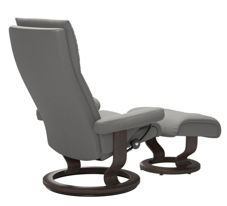 Stressless Sessel mit Hocker Aura (M) in Leder Paloma silver grey