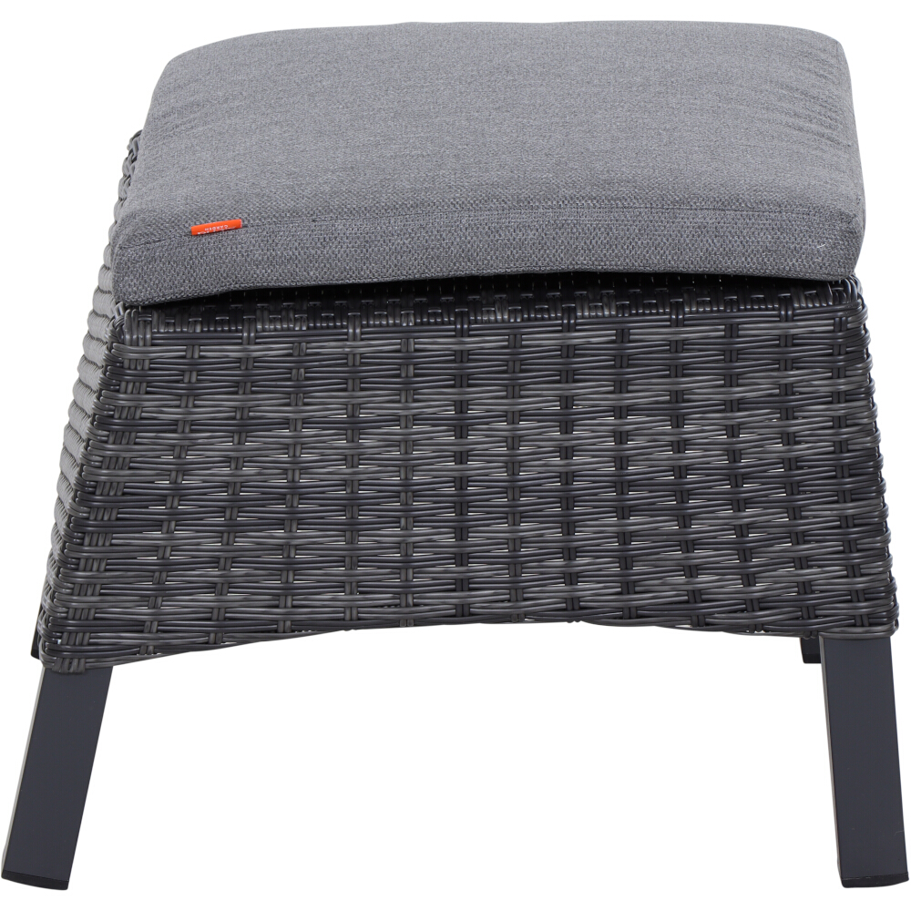 Gautzsch Hocker TARANTO mit Gestell Aluminium anthrazit matt/Gardino-Geflecht grau, Rattan, Sessel, Gartenmöbel, Kissen, Grau