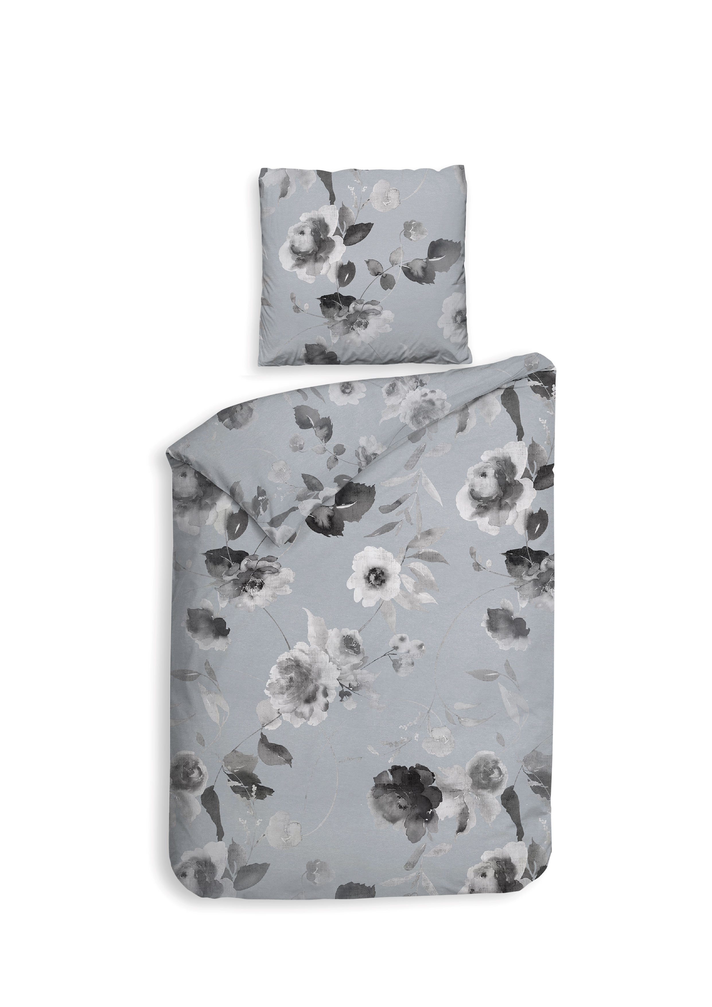 Bettwäsche Mira 135 x 200 cm in mist grey Bettwäsche Mira 135 x 200 cm in mist grey, Bettwäsche, Bettbezug, Kopfkissenbezug, Blumenmuster, Floral-Design