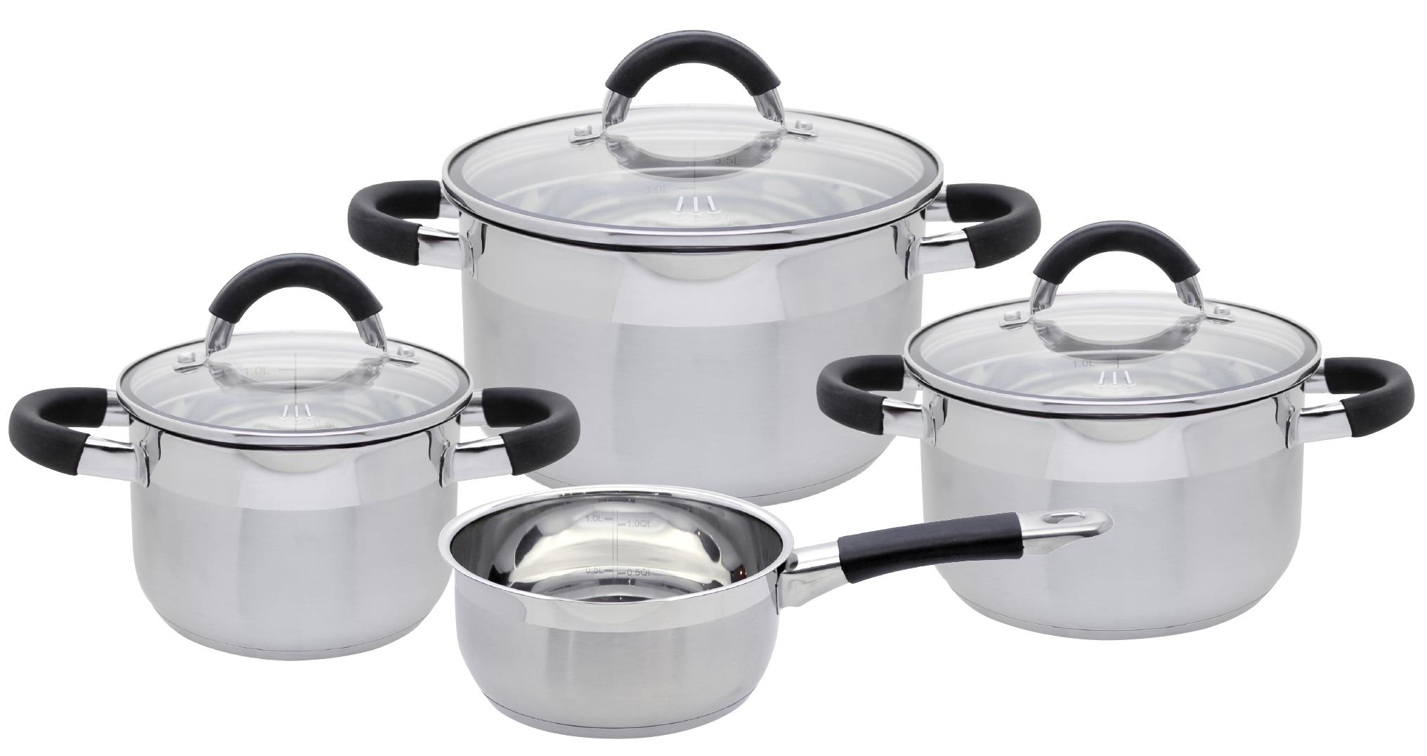 Topfset Black Steam 4 -teilig aus Edelstahl Topfset Black Steam 4 -teilig aus Edelstahl