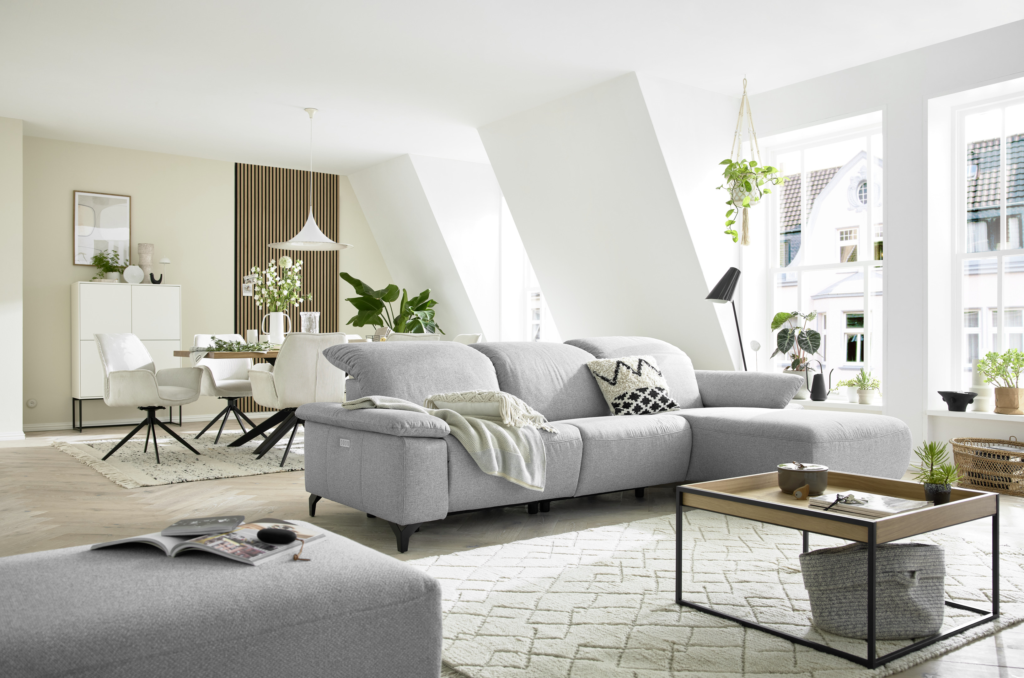 Musterring Polsterecke MR 370 ca. 280x180cm in Stoff Melrose platin