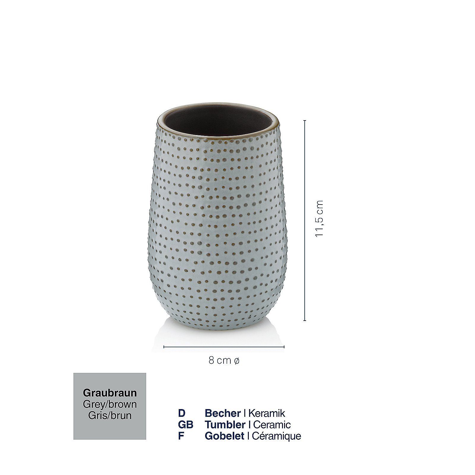 Kela Becher Dots graubraun DOTS in , Töpferei, Krug, Vase, Porzellan, Tasse