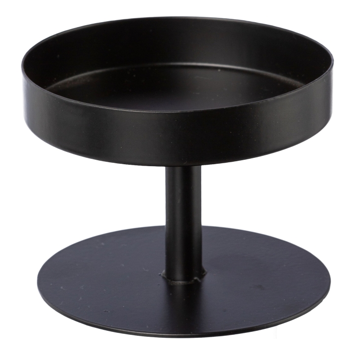 Metall-Kerzenteller 9422525-94 Metall Schwarz, schwarzer Metallständer, rundes Tablett, erhöhte Schale, Standfuß