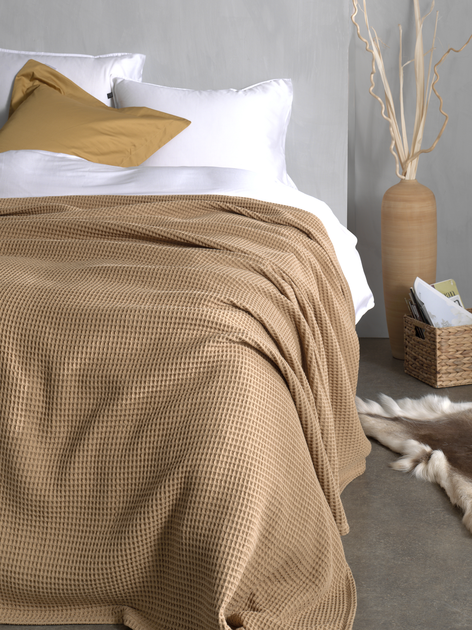 Heckettlane Bettüberwurf ca. 180x260cm in Farbe Pale-Khaki