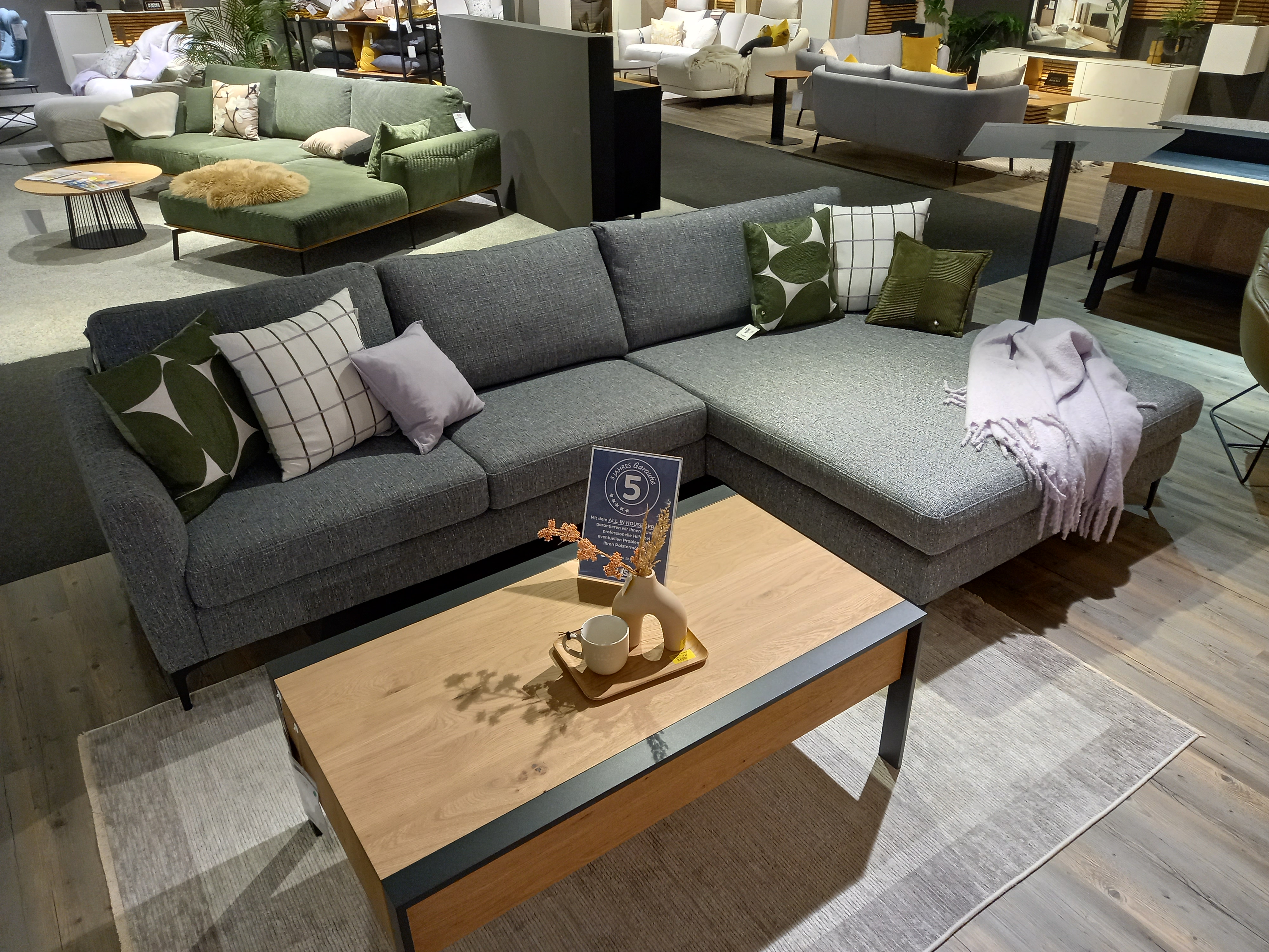 SCHÖNER WOHNEN-Kollektion Polsterecke in Stoff Prime blue grey PG:8, sofa, sectional, grau, leinen, kissen