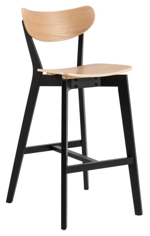 Actona Barhocker ROXBY in Sitz Eiche Nachbildung/Gestell Eiche Nachbildung schwarz