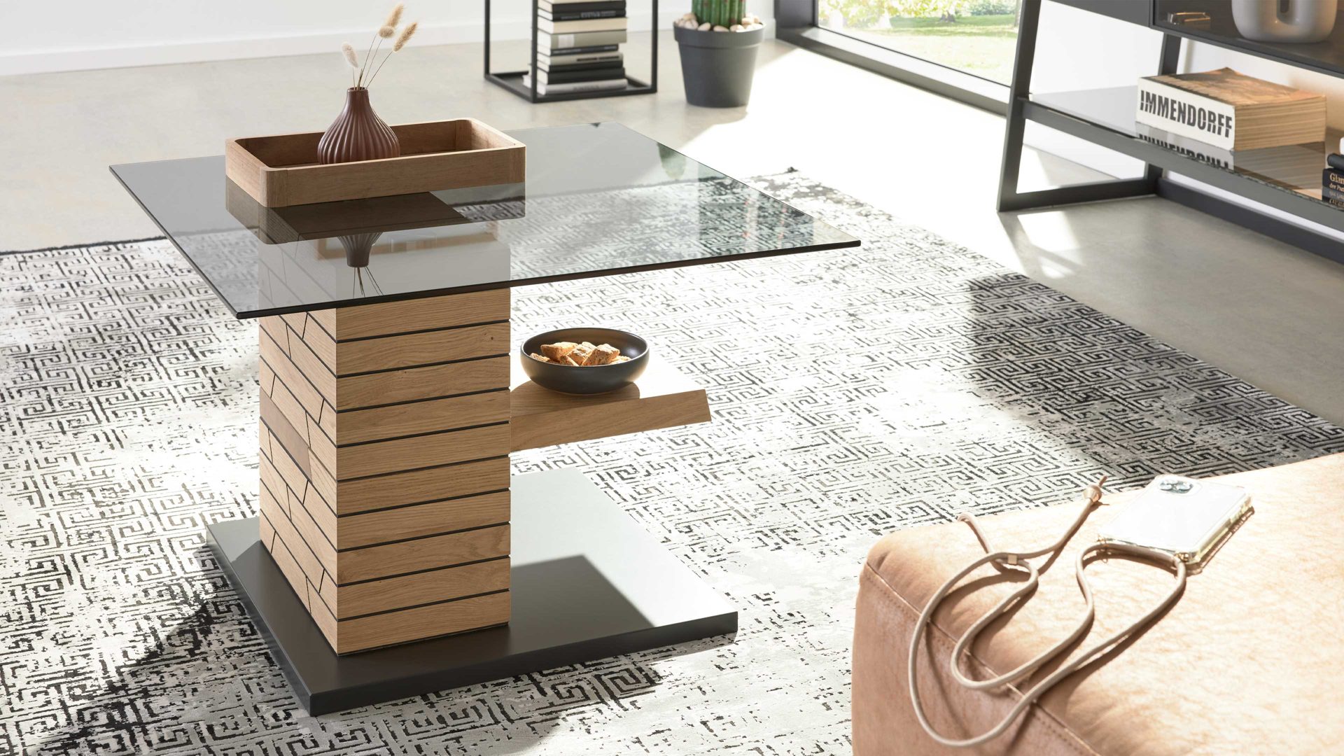 Interliving Couchtisch 2108 ca. 110x46x70cm in schiefer/Hirnholz
