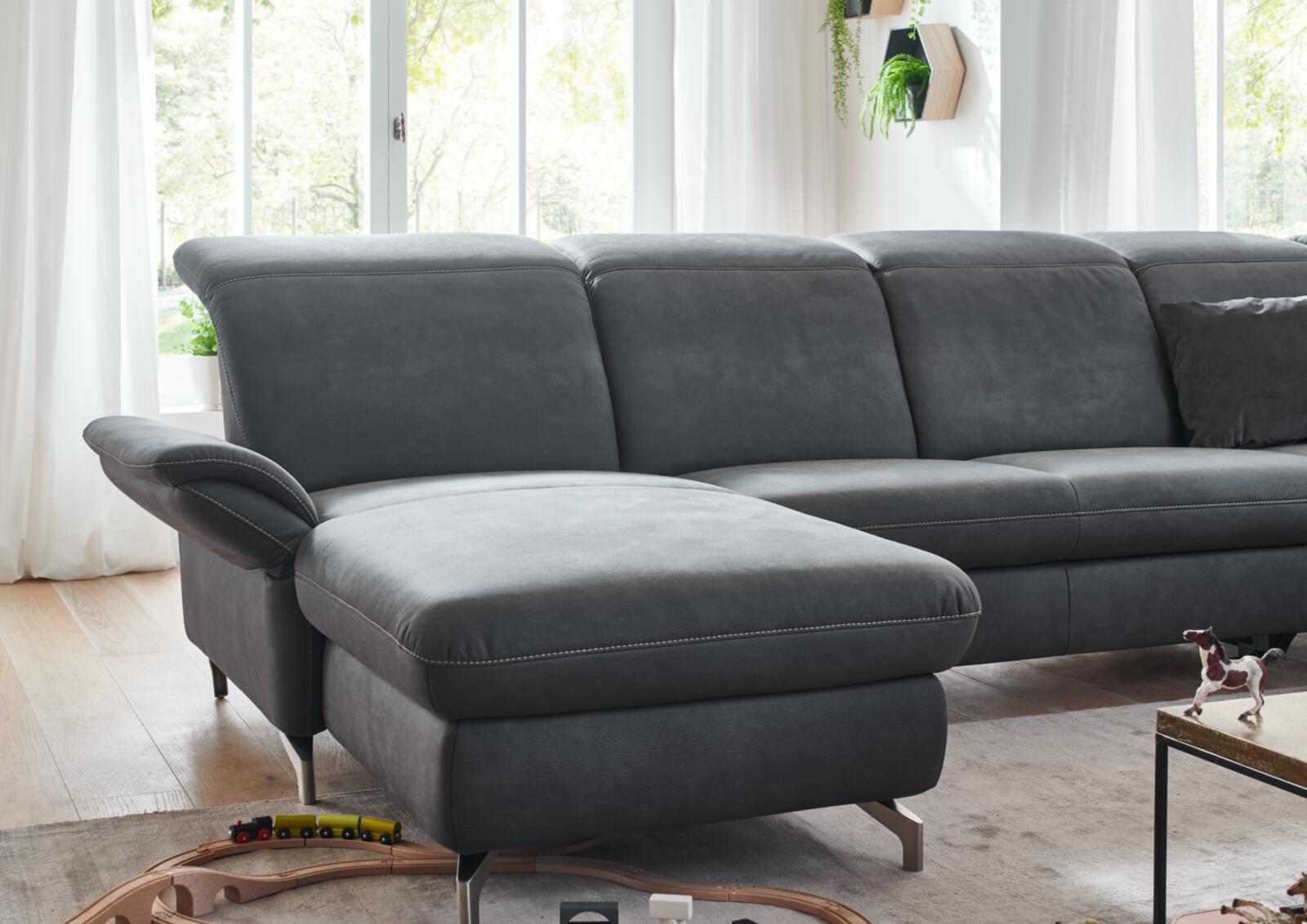 Polsteria Polsterrundecke SENTURO SYSTEM ca. 174x336x255cm in Stoff Atlantic dunkelgrau