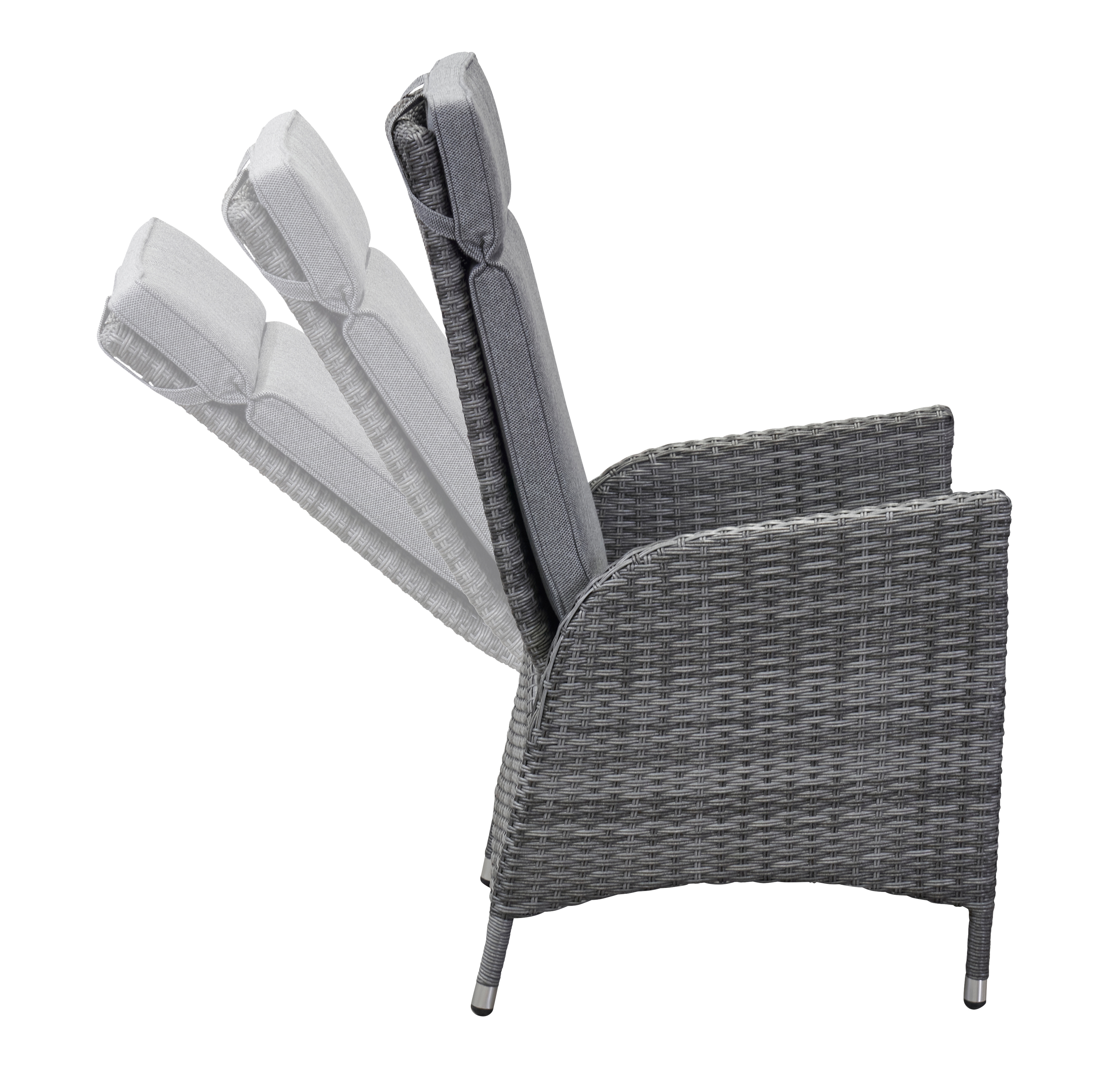 L.C. Wholesaler Positionsstuhl VIVERA, Geflecht Omega anthrazit, Gestell Aluminium, Auflage Salz&Pfeffer, ca. 60x68x109 cm