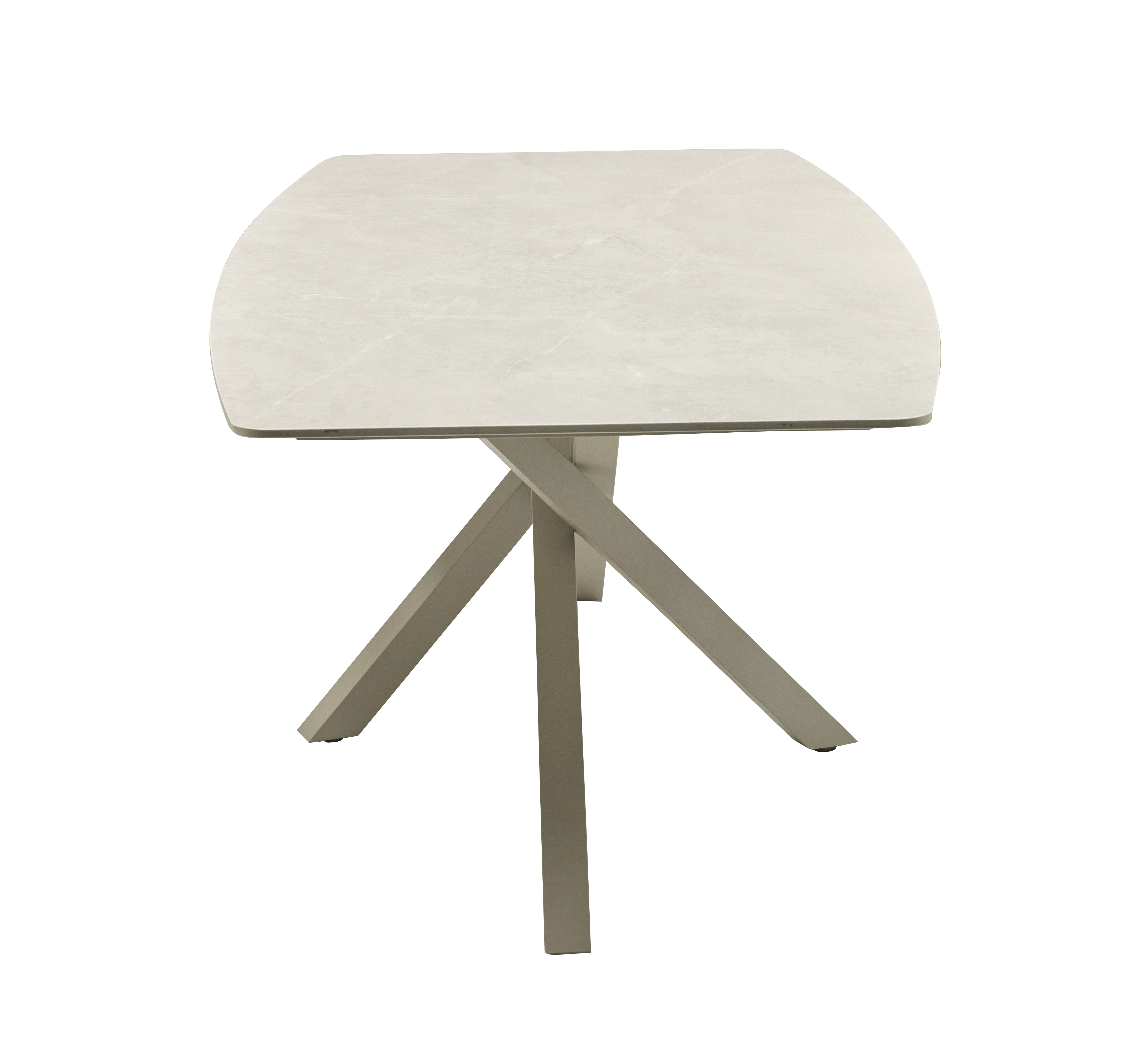 Tisch in Beige, Esstisch, Tischplatte Marmor, Beige, Holzgestell, vierbeiniger Tisch
