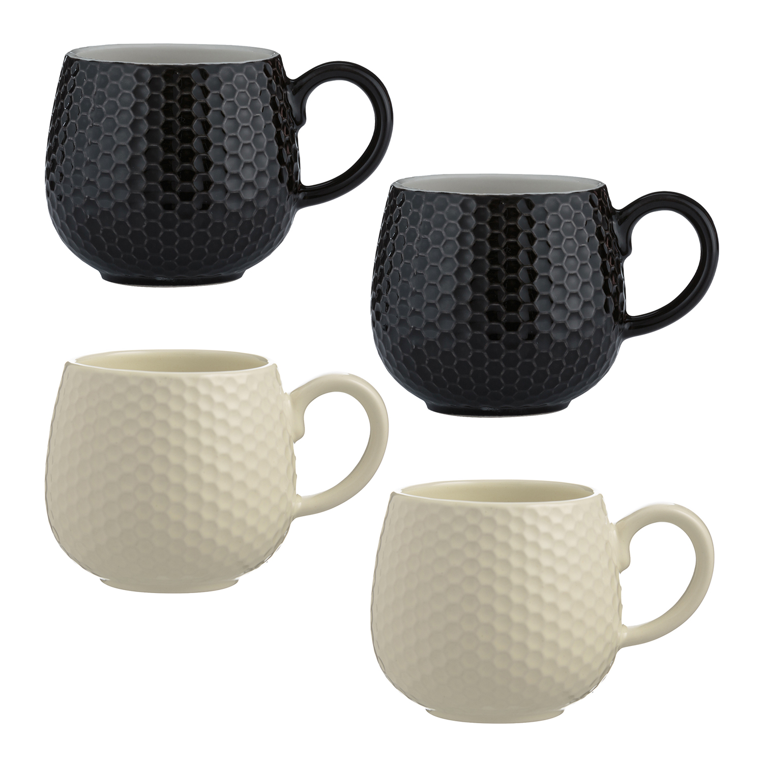 Profino Geprägte Tasse Honigwaben schwarz, 350 ml