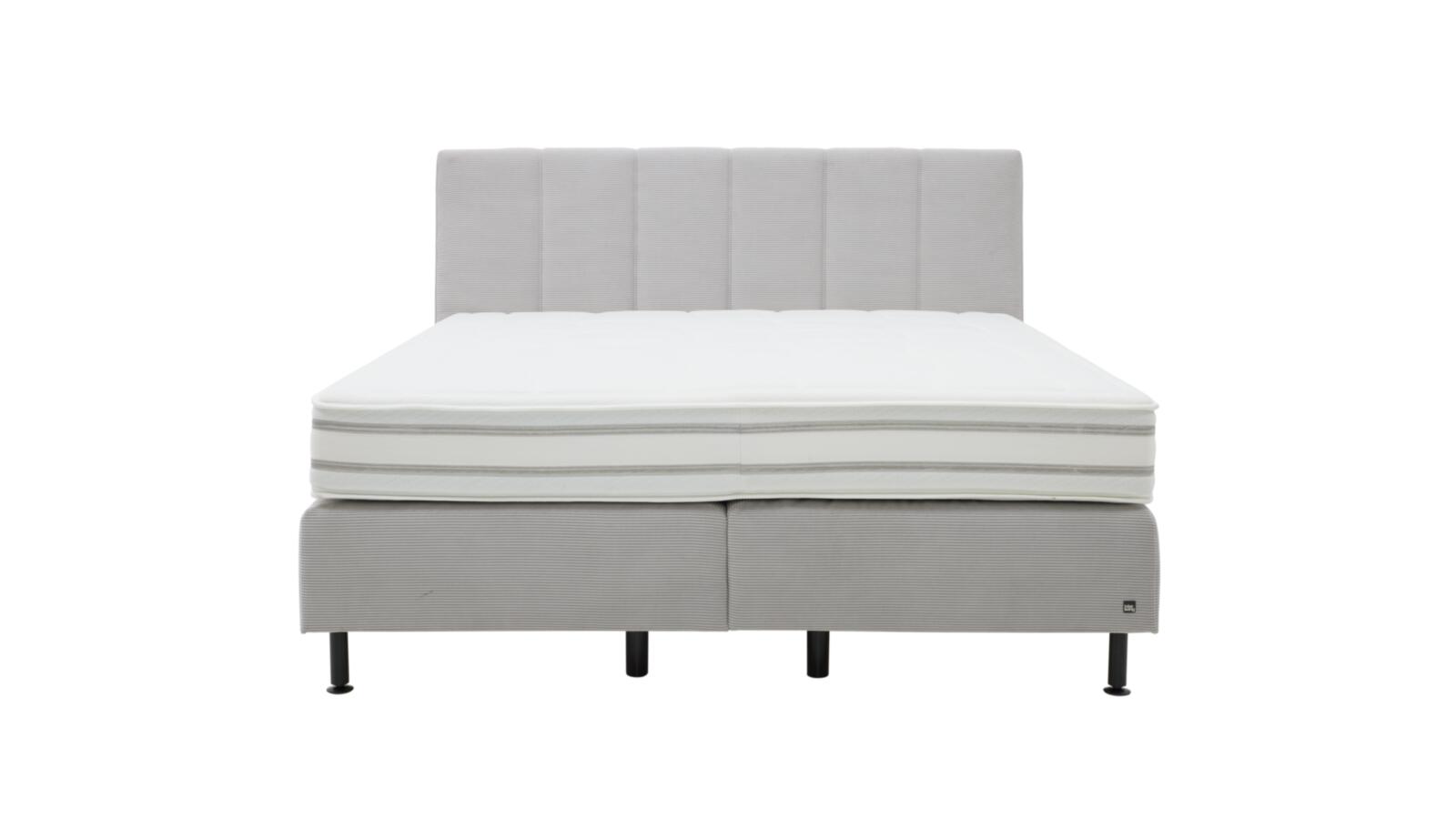 Interliving Boxspringbett IL1418 ca. 180x200cm in Farbe Feincord silver, Boxspringbett, Stoffkopfteil, Stoffbezug, grau, Matratze
