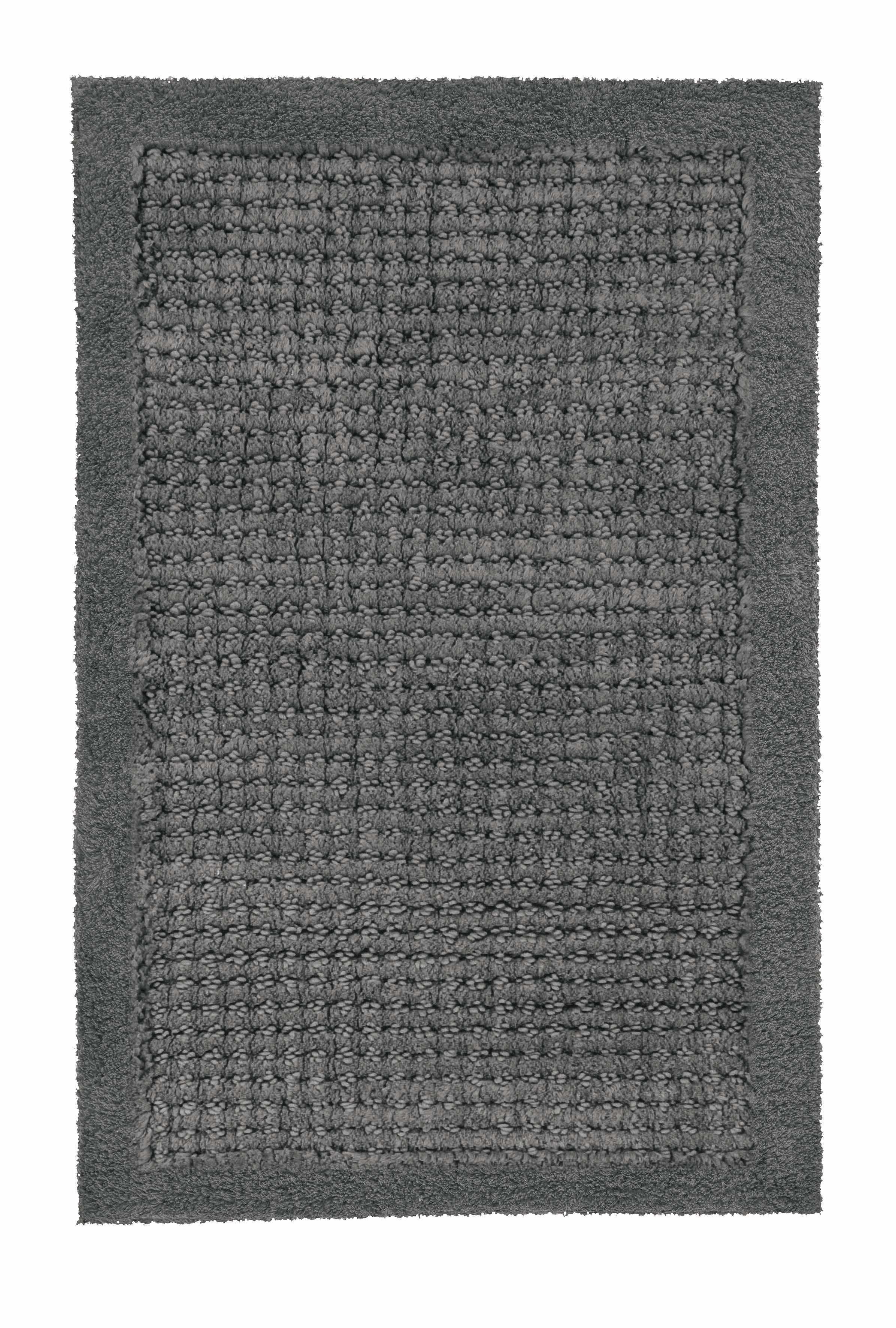 Kleine Wolke Badteppich NET ca. 60x90cm in Farbe Schiefer, Badteppich, Waschbar, Grau, Textur, Flachter Teppich