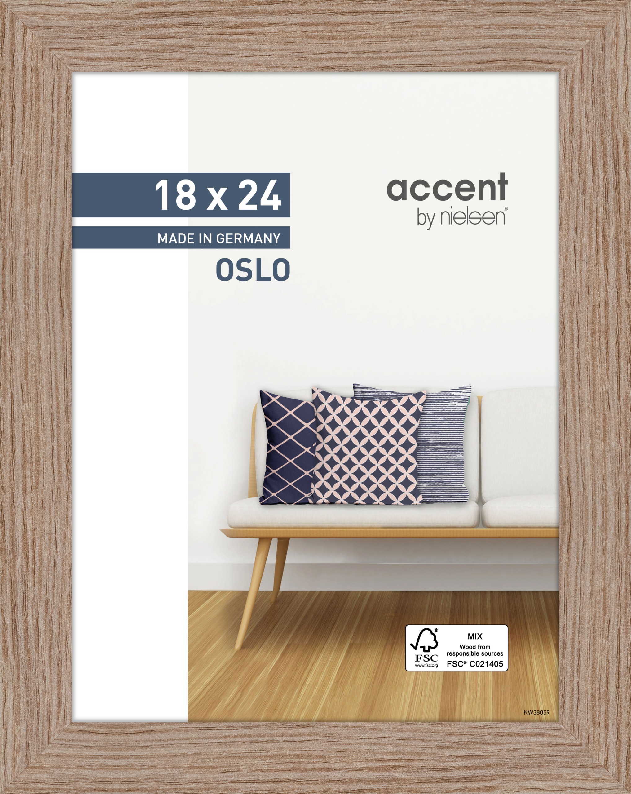 Bilderrahmen Oslo 18x24cm OSLO in Beige Accent by Nielsen Holz Bilderrahmen Oslo ca. 18x24cm in Farbe Oak