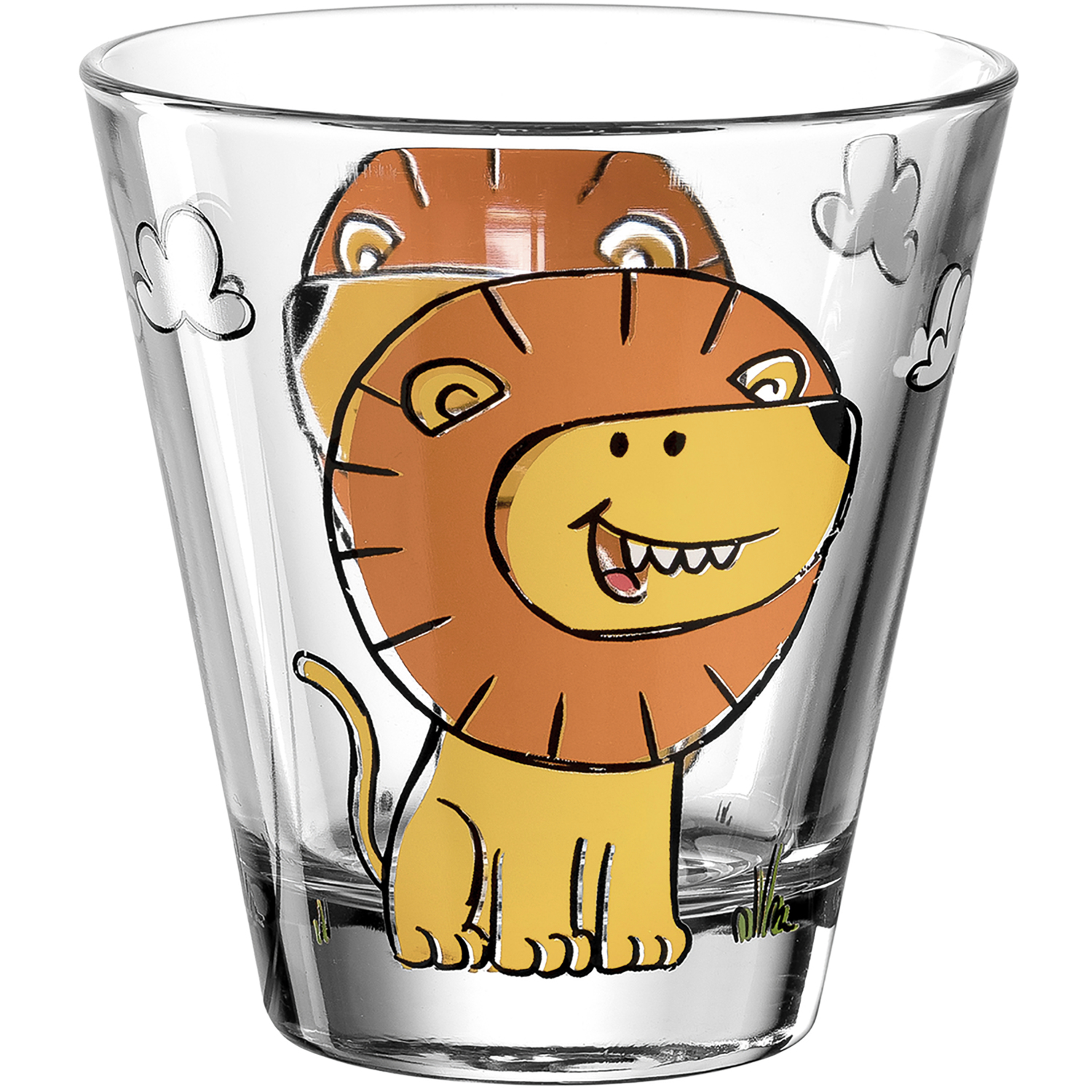 Leonardo Kinderbecher Bambini 215ml in Farbe mehrfarbig, glas, trinkglas, löwe print, cartoon, kinder geschirr