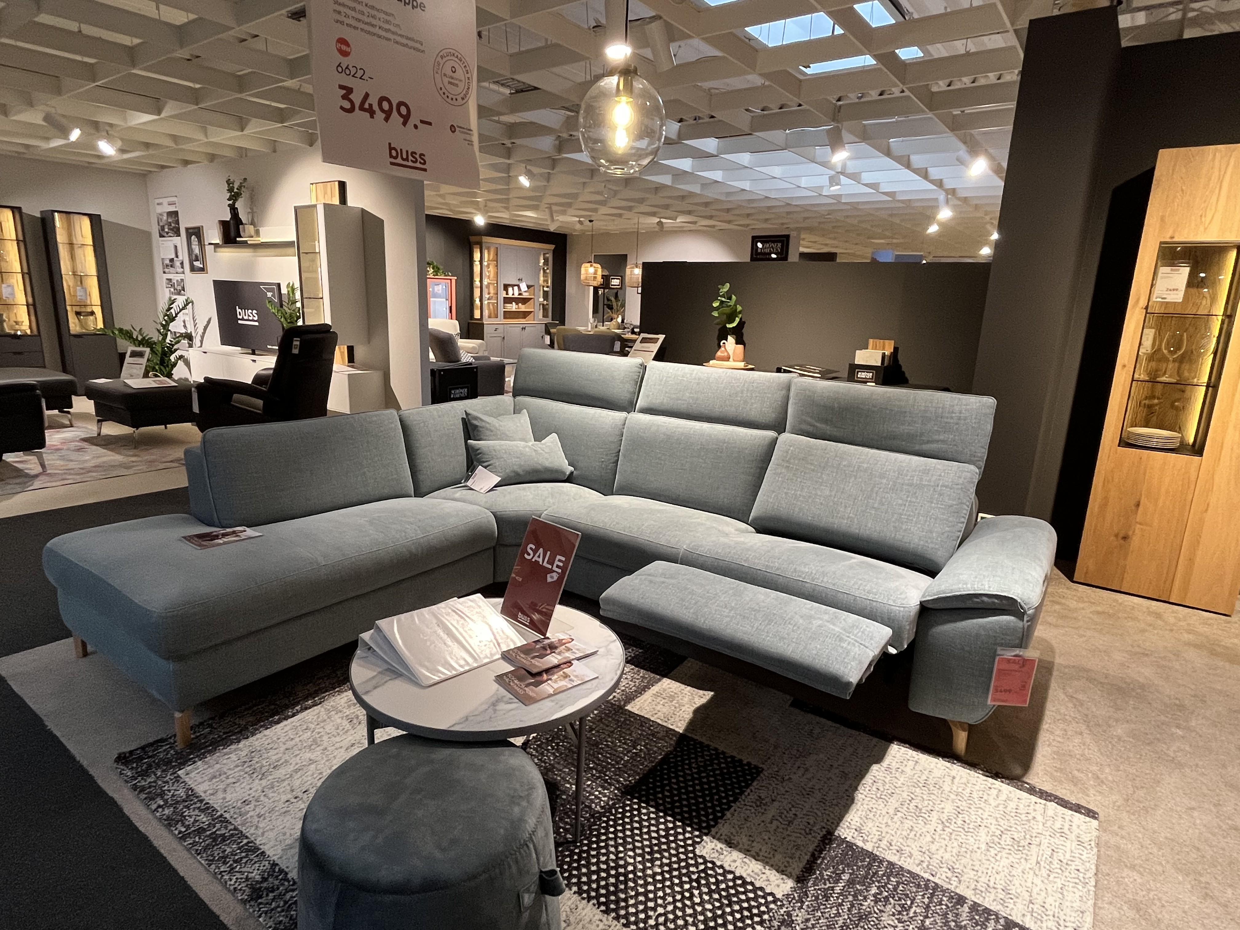 Polstergruppe in Stoff Escana mineral Gr.3, Drinnen, Mobiliar, Lounge, Pflanze, Couch