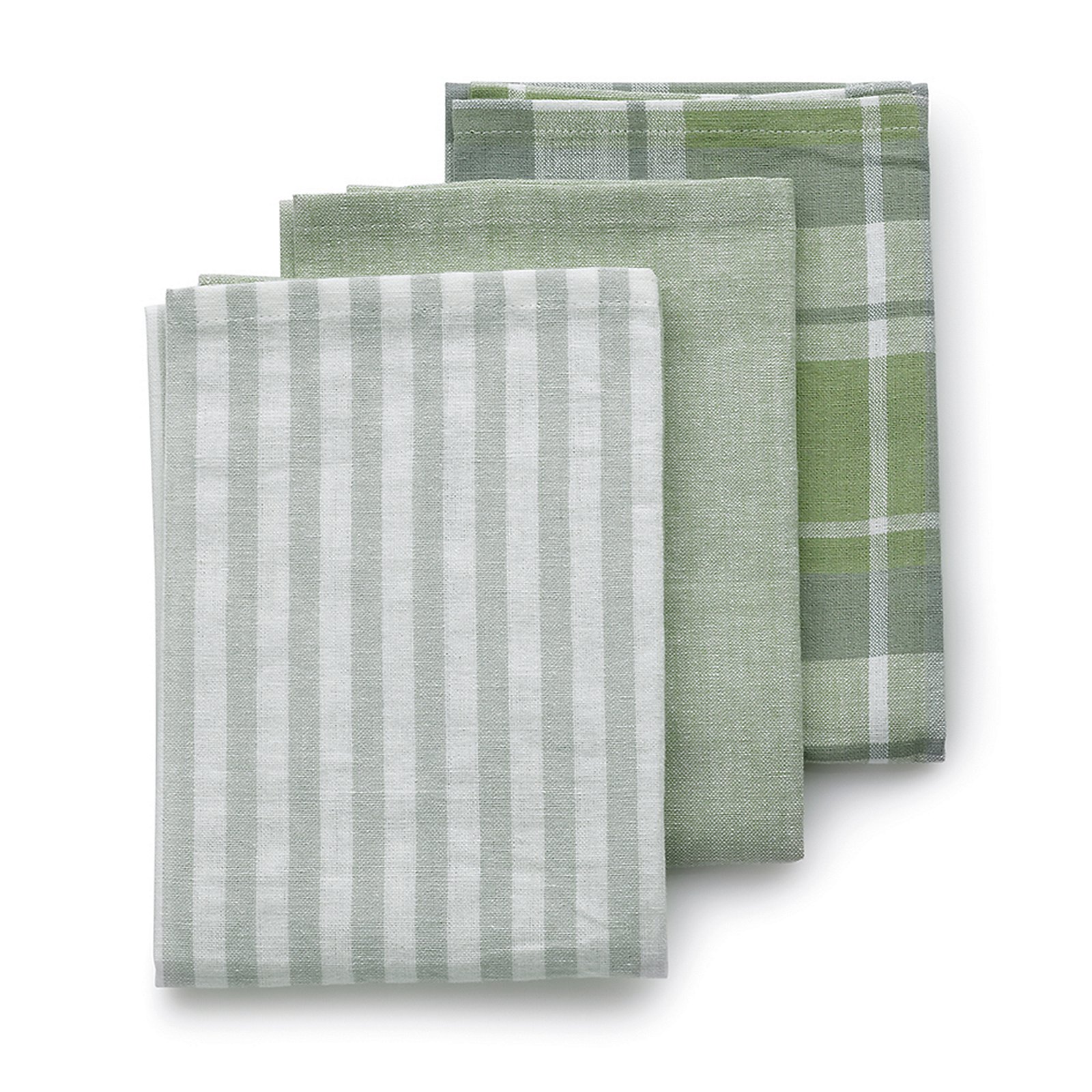 Kela Geschirrtuch-Set PASADO in Farbe Olivgrün, Tischservietten, Stoffservietten, Nappes, Bedruckte Servietten, Grün/Beige Streifen