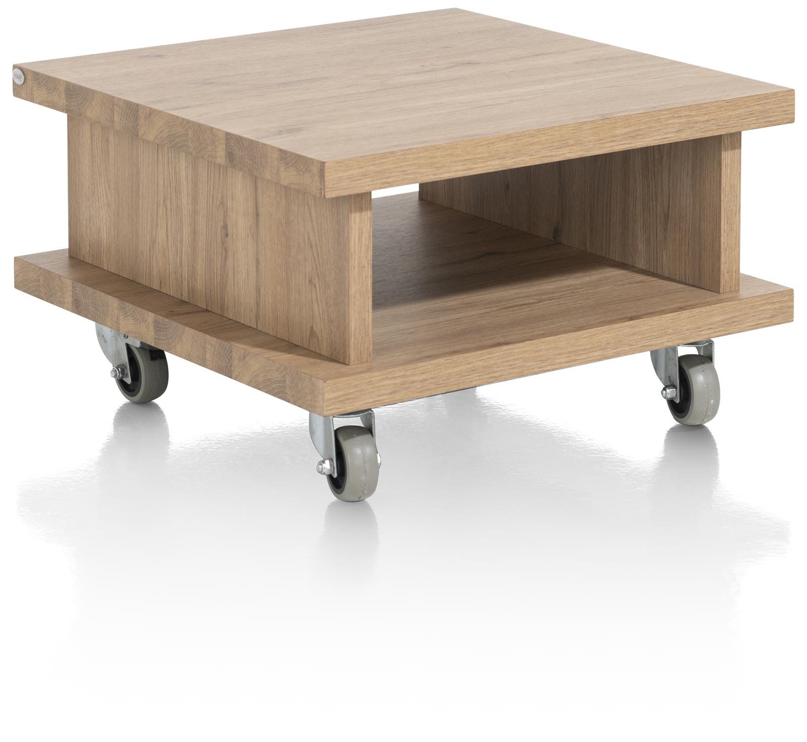 Henders & Hazel Beistelltisch DELMONTE ca. B60 H35 T60 cm in Primo Laminato oak, Holztable, Beistelltisch, Rolltisch, unteres Regal, Holzplatte