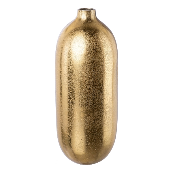 Flaschen-Vase 17x17x41cm 6422607-39 in Gold, Vase, goldene Farbe, glänzende Oberfläche, gerundete hohe Form, Dekoration