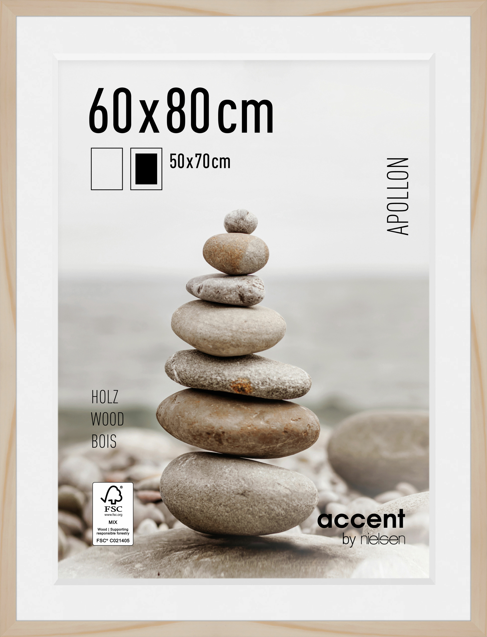 Bilderrahmen Apollon 60x80cm APOLLON in Beige Accent by Nielsen Holz Bilderrahmen Apollon ca. 60x80cm in Farbe Natural