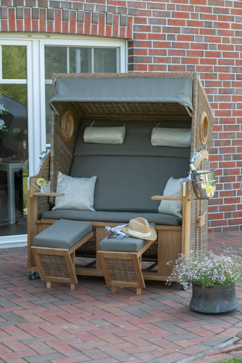 deVries Strandkorb PURE in Wave XL PE griseum