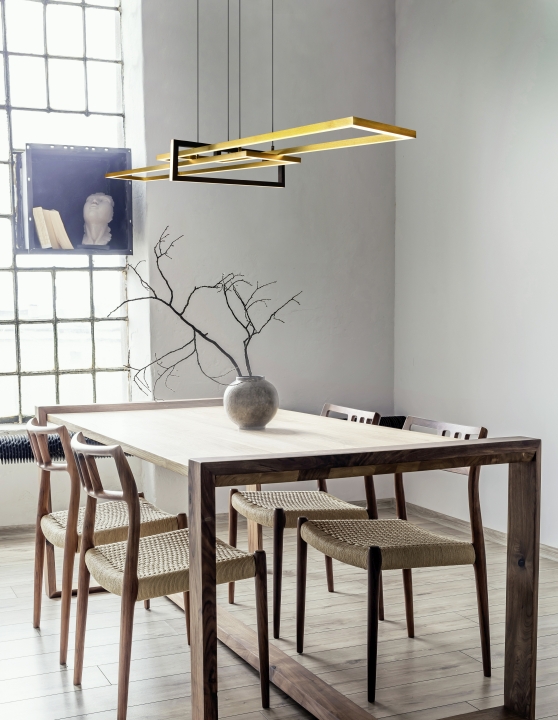 Trio LED-Pendelleuchte SALINAS in Messing matt