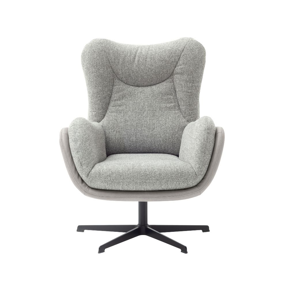 SCHÖNER WOHNEN-Kollektion Drehsessel KIKO in Stoff Sneak steel/Leder Evita light grey