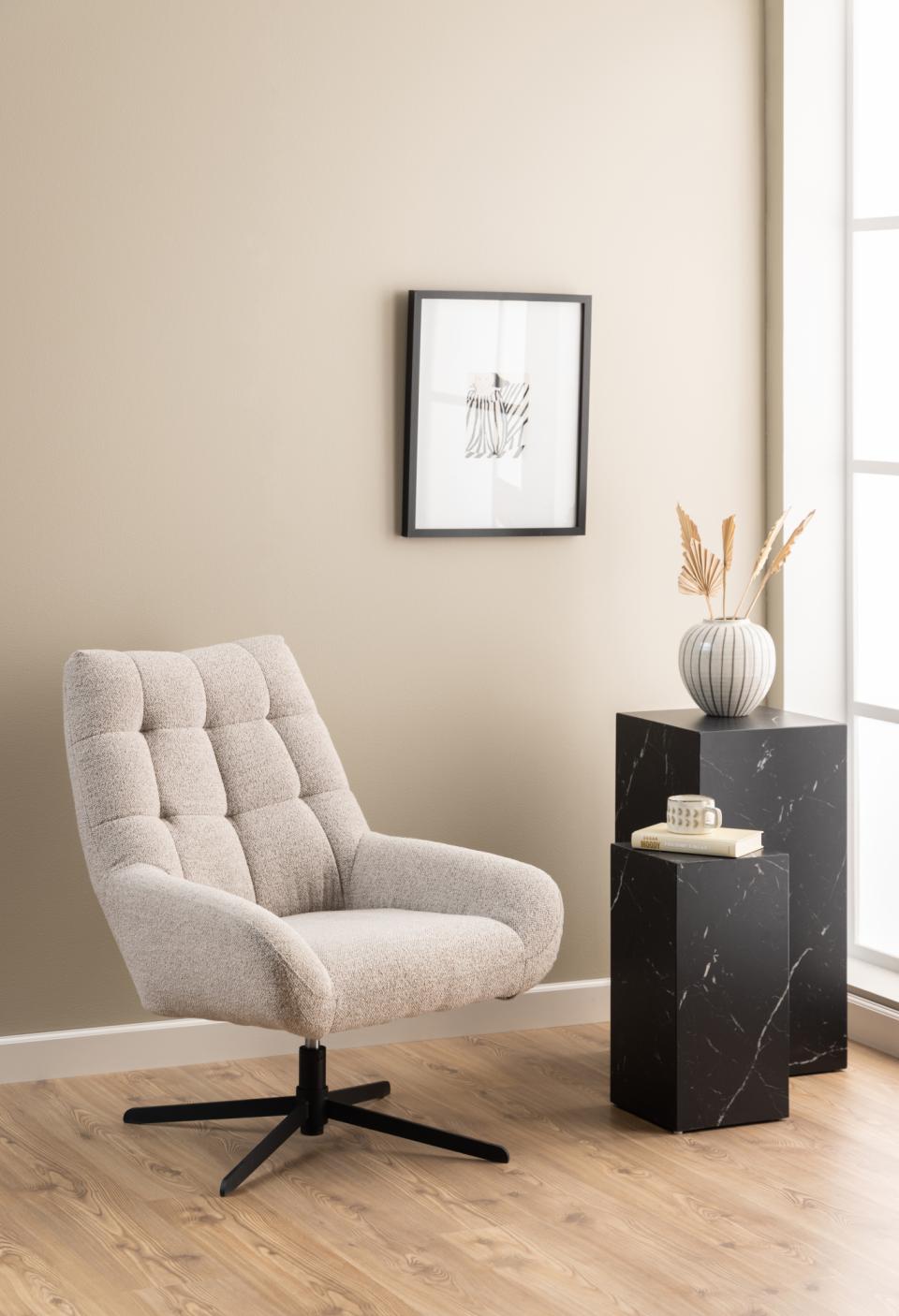 Relaxsessel PARIS in Monza beige Actona Lehnstuhl PARIS in Monza Stoff beige, Gestell matt schwarz