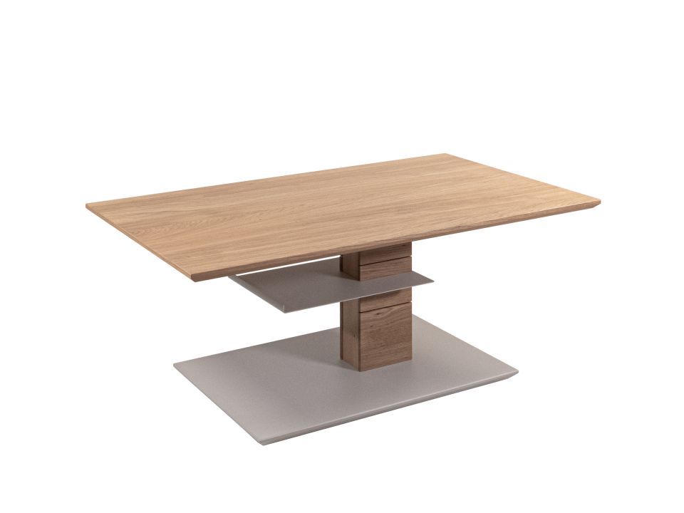 Couchtisch 5644-WEI-SGR in Platte Wildeiche furniert, Esstisch, Holztisch, Moderner Tisch, Mittelkonsole, Holzplatte