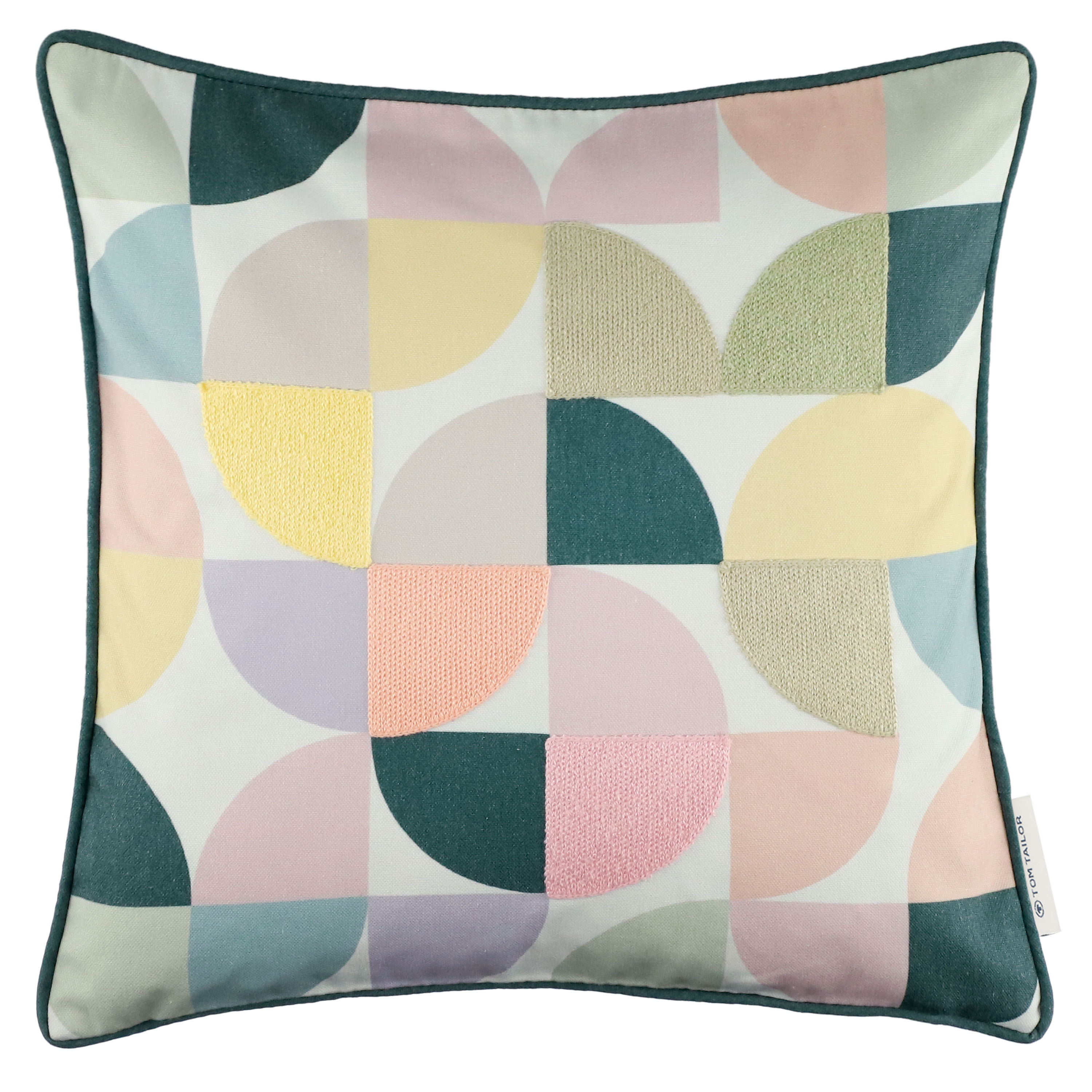 Tom Tailor Kissenhülle Moulds ca. 40x40cm in Farbe grün, Kissen, Dekokissen, Kissenbezug, Geometrisches Muster, Mehrfarbig