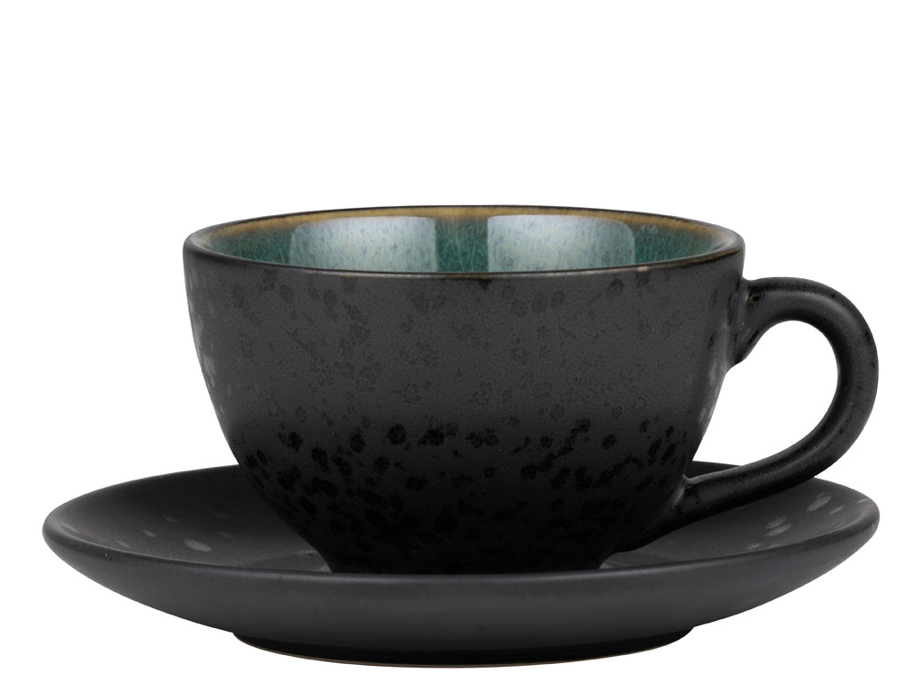 BITZ Tasse mit Untertasse 0,24 Liter in Farbe schwarz/grün