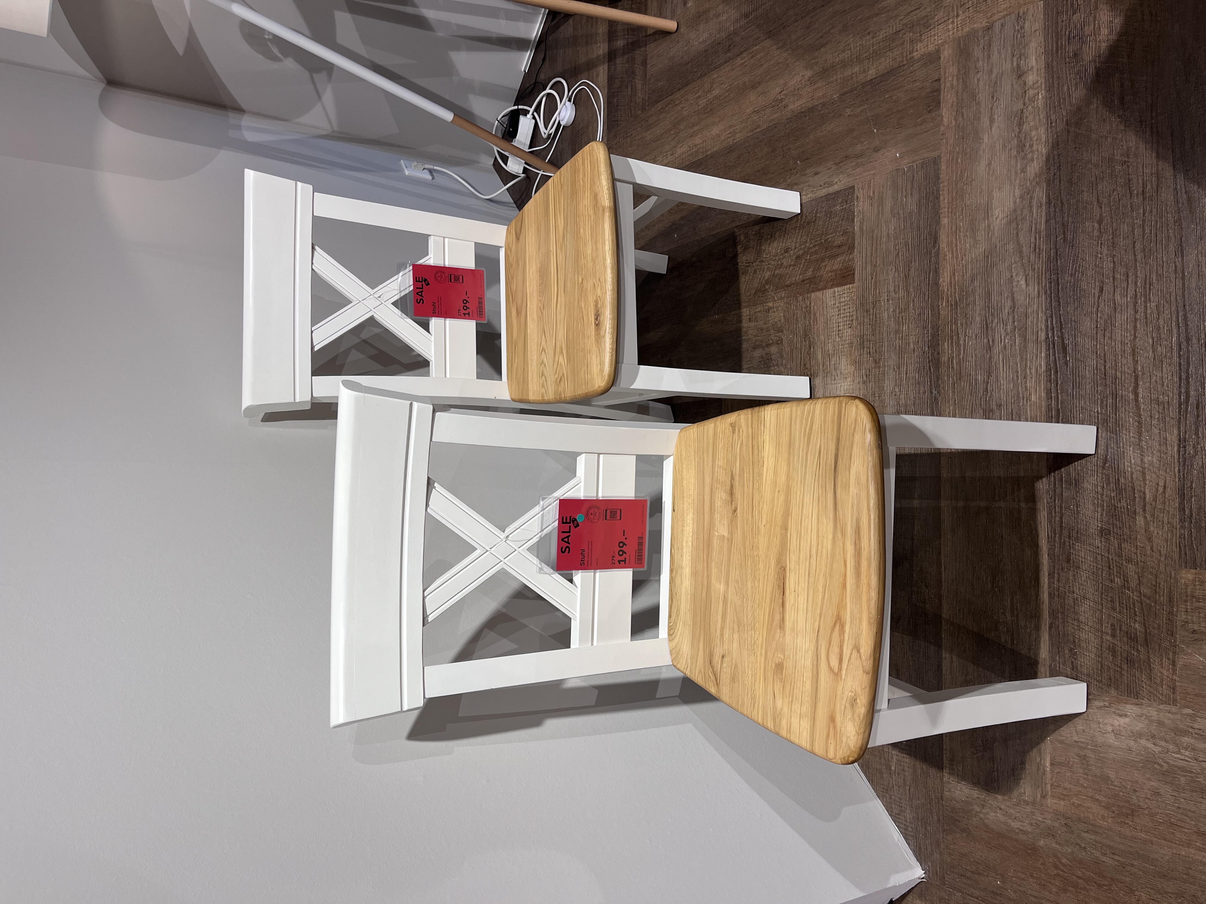 G+K Stuhl WZ-06 in Kiefer massiv weiß lack/, Hartholz, Holz, Gebeiztes Holz, Innenarchitektur, Tischplatte
