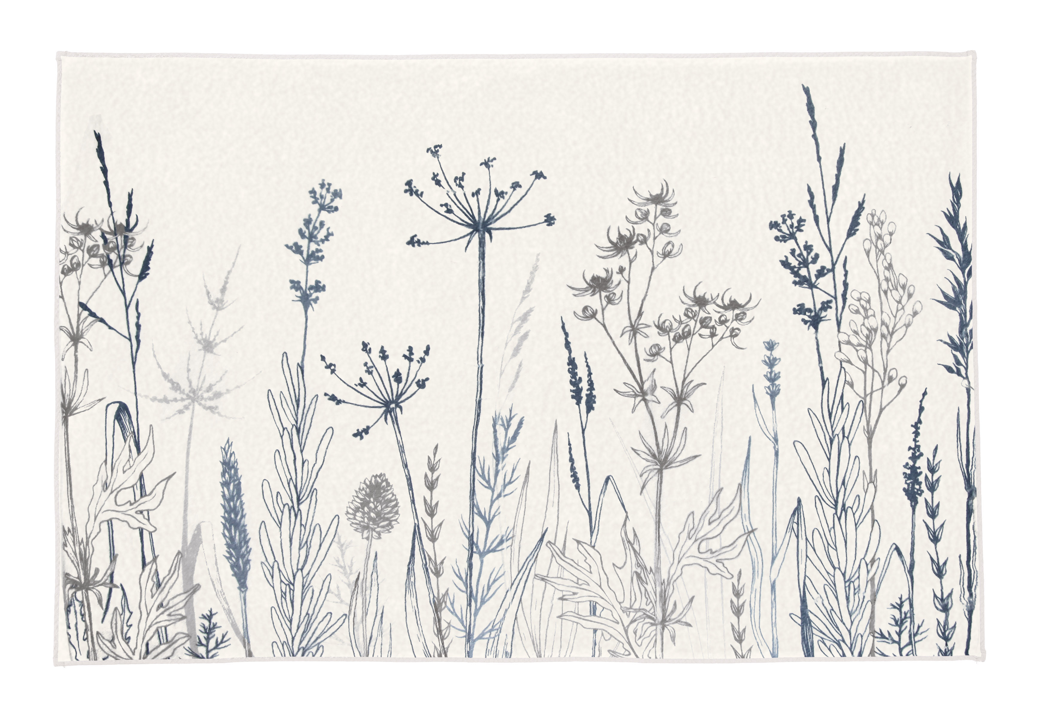 Kleine Wolke Badteppich SAVANNAH ca. 60x90cm in Farbe Multicolor, Teppich, Botanisches Muster, Wildkräuter, Blumen-Silhouette, Naturdesign