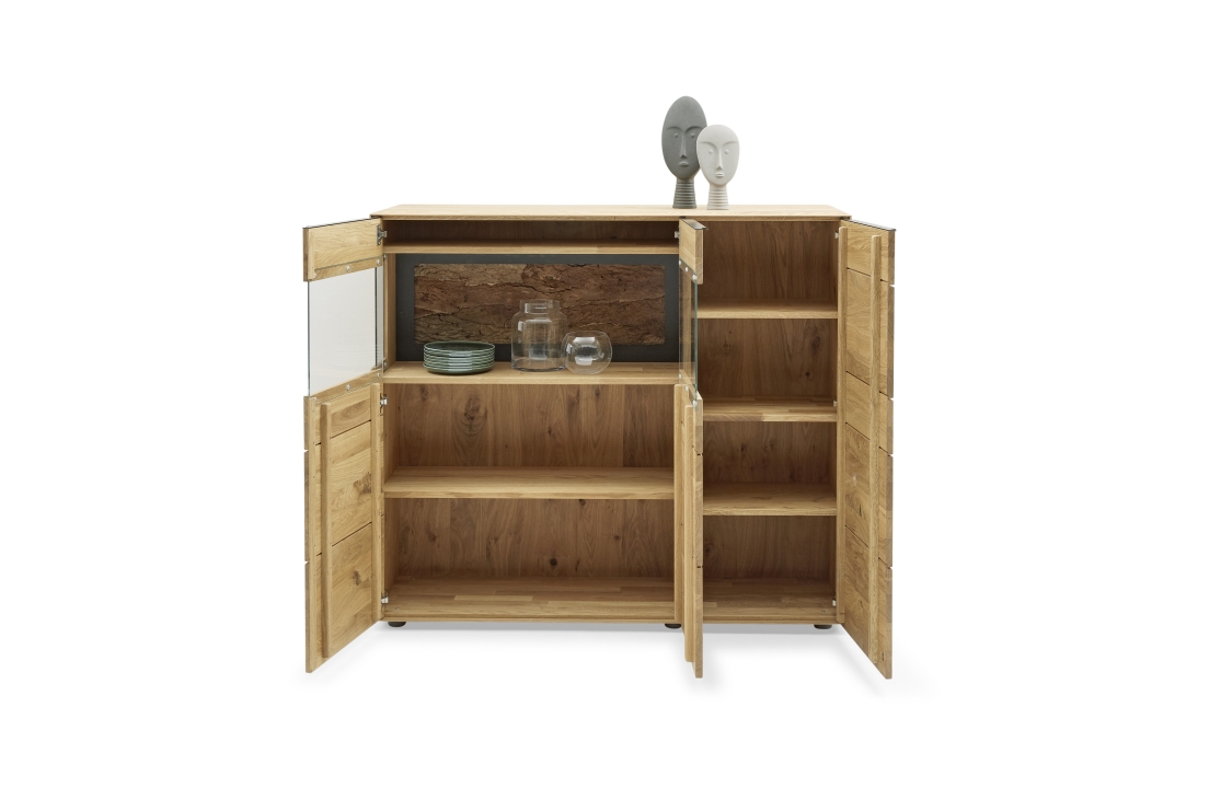Musterring Highboard Puerto, ca. 137 x 120,3 x 39,5 cm in Asteiche geölt