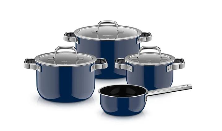 WMF Topf-Set4-tlg,.Ftec MineralPro in Tim Raue, Topfset, Kochtopf, Edelstahl, Blau, Pfannensatz