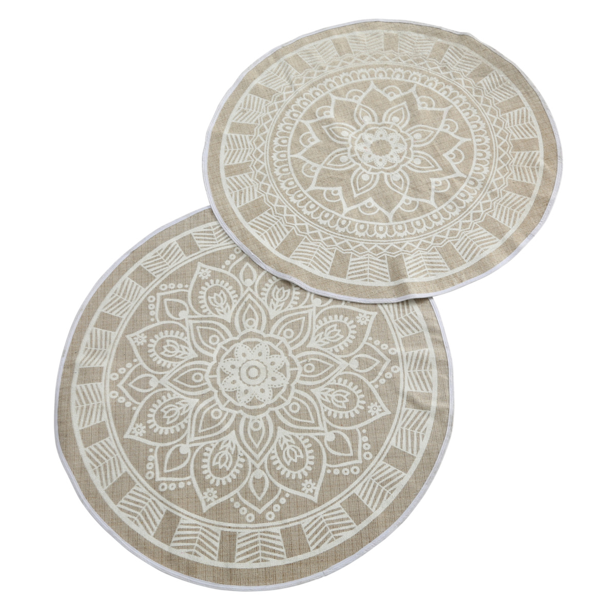 Boltze Bodenteppich D:110cm MANDALA in Beige, weiß