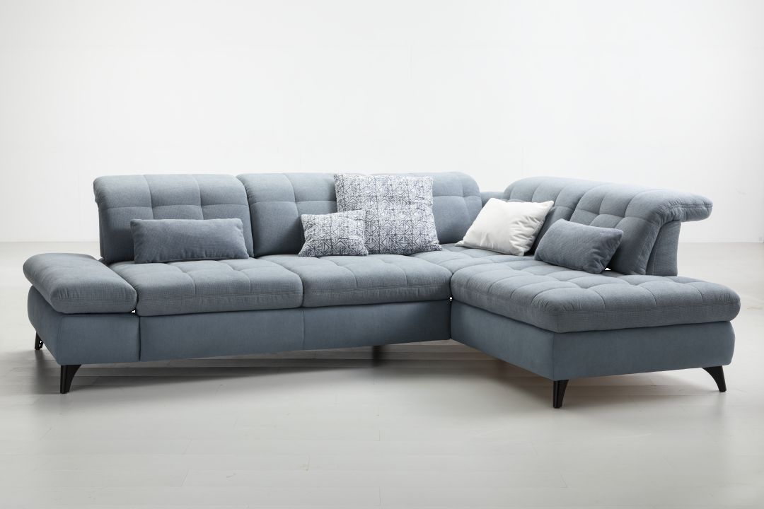 Poco Polsterecke SANTA ROSA ca. 322x275cm in Stoff Miranda lightblue, Couch, Mobiliar, Kissen, Dekoration für Zuhause