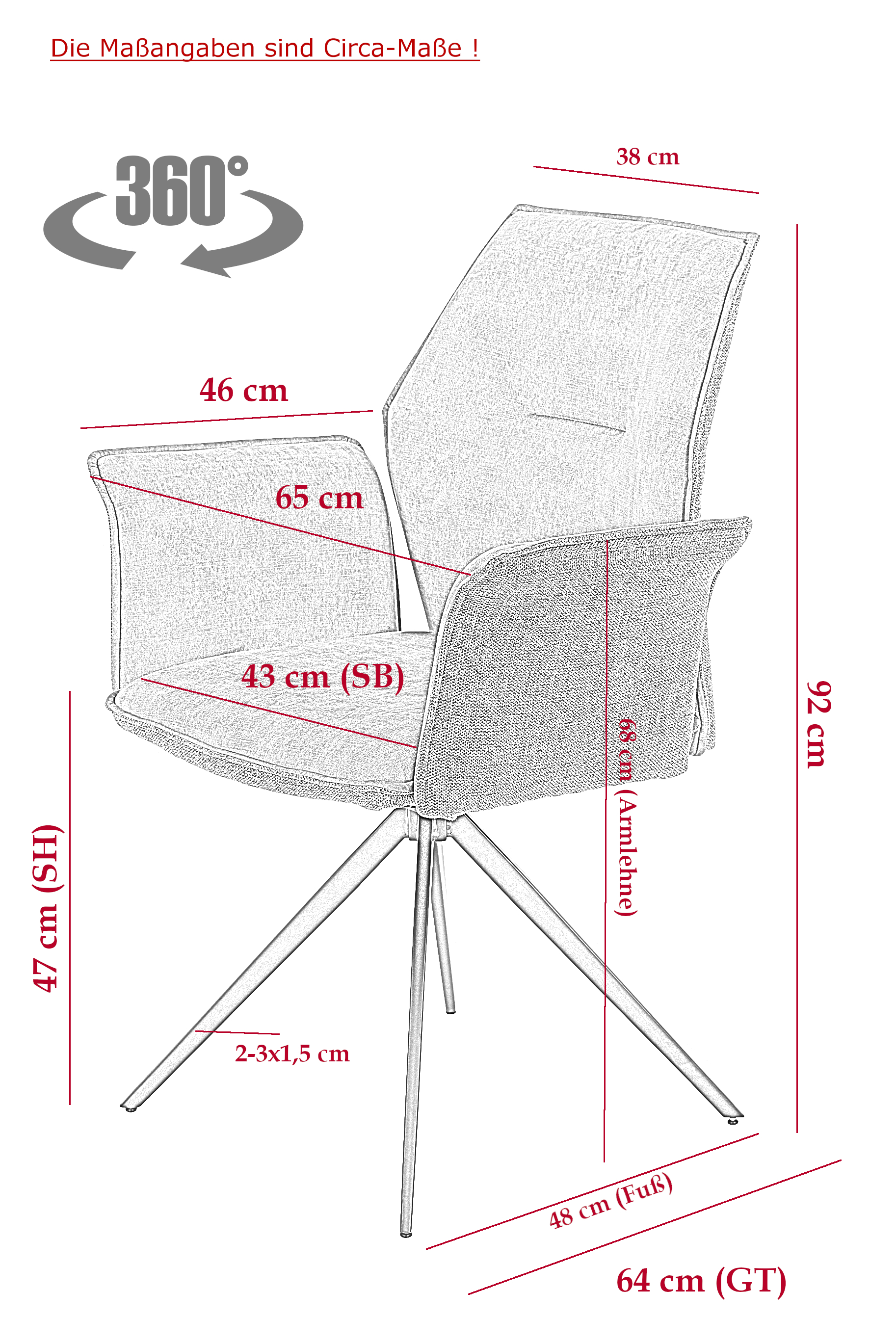 Stuhl Susanne in Stoff Vintage grau