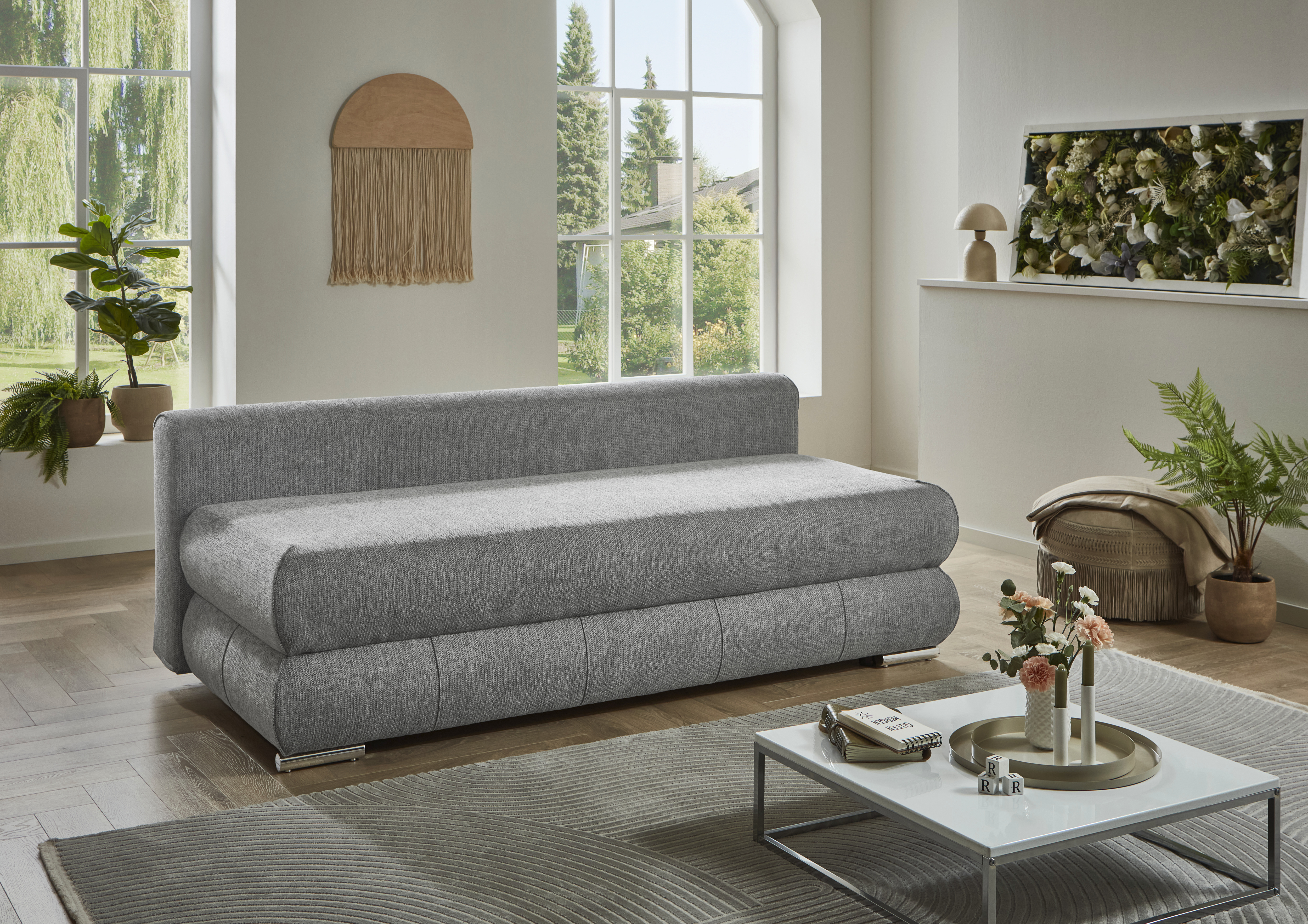 Sun Garden Verwandlungssofa BORNA ca. B199 H95 T97 cm in Stoff 50530-720 silber