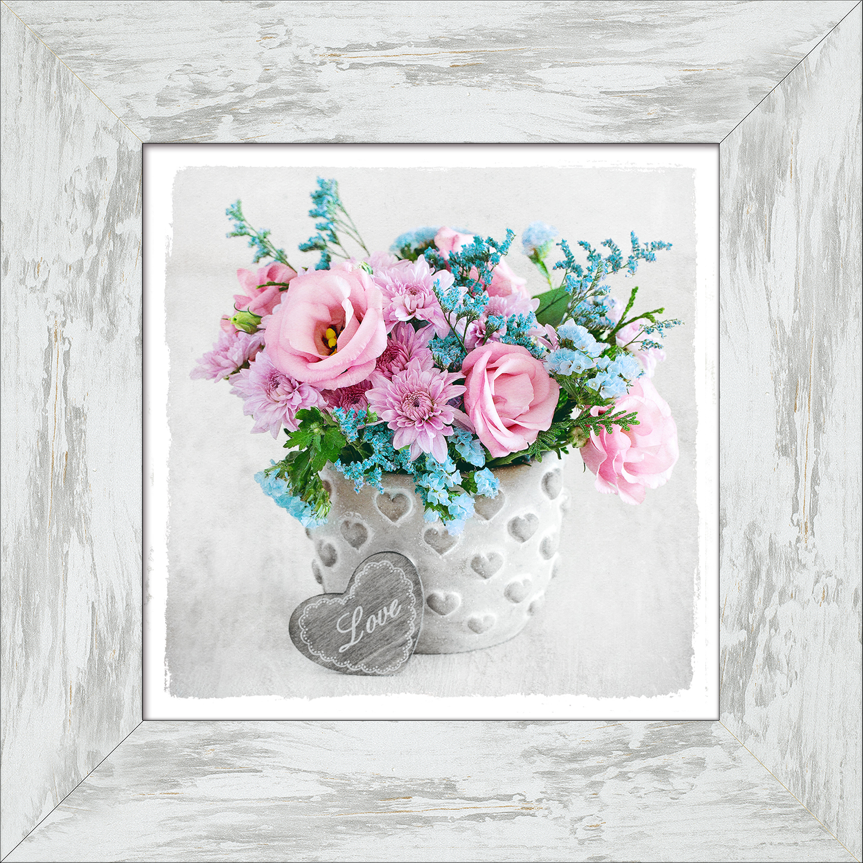 PRO ART New Classic Wood 44x44cm Vase With Colorful Bouquet