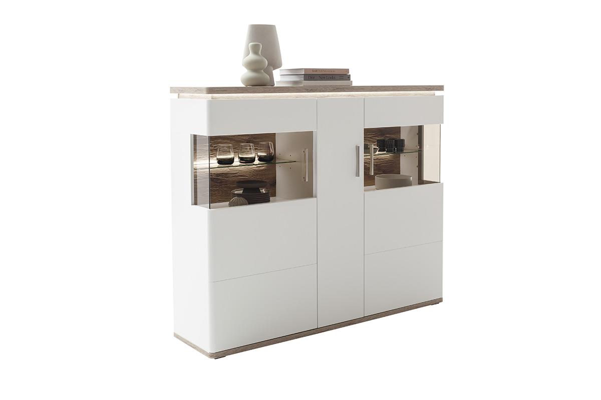 Highboard PALERMO in Weiß MCA Furniture Highboard PALERMO ca. B150 H124 T38 cm in Softwhite tiefgezogen