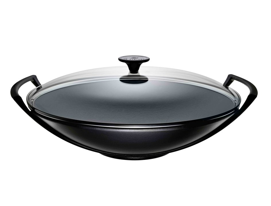 Le Creuset Wok mit Glasdeckel Schwarz Le Creuset Wok mit Glasdeckel Schwarz