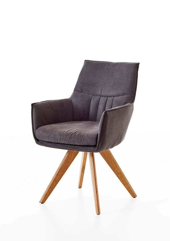 Niehoff Armlehnstuhl 4er-Set LATINA in Stoff Arizona platingrau, Moebel, Stuhl, Sessel