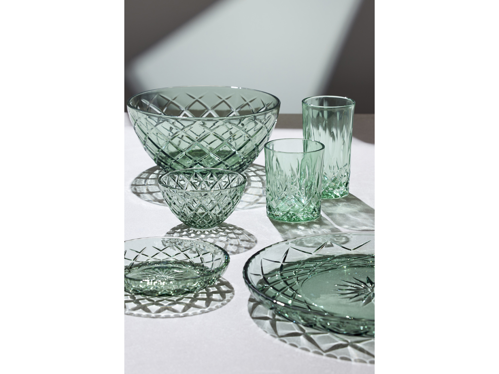 Lyngby Glas Platte 30 cm in Farbe grün